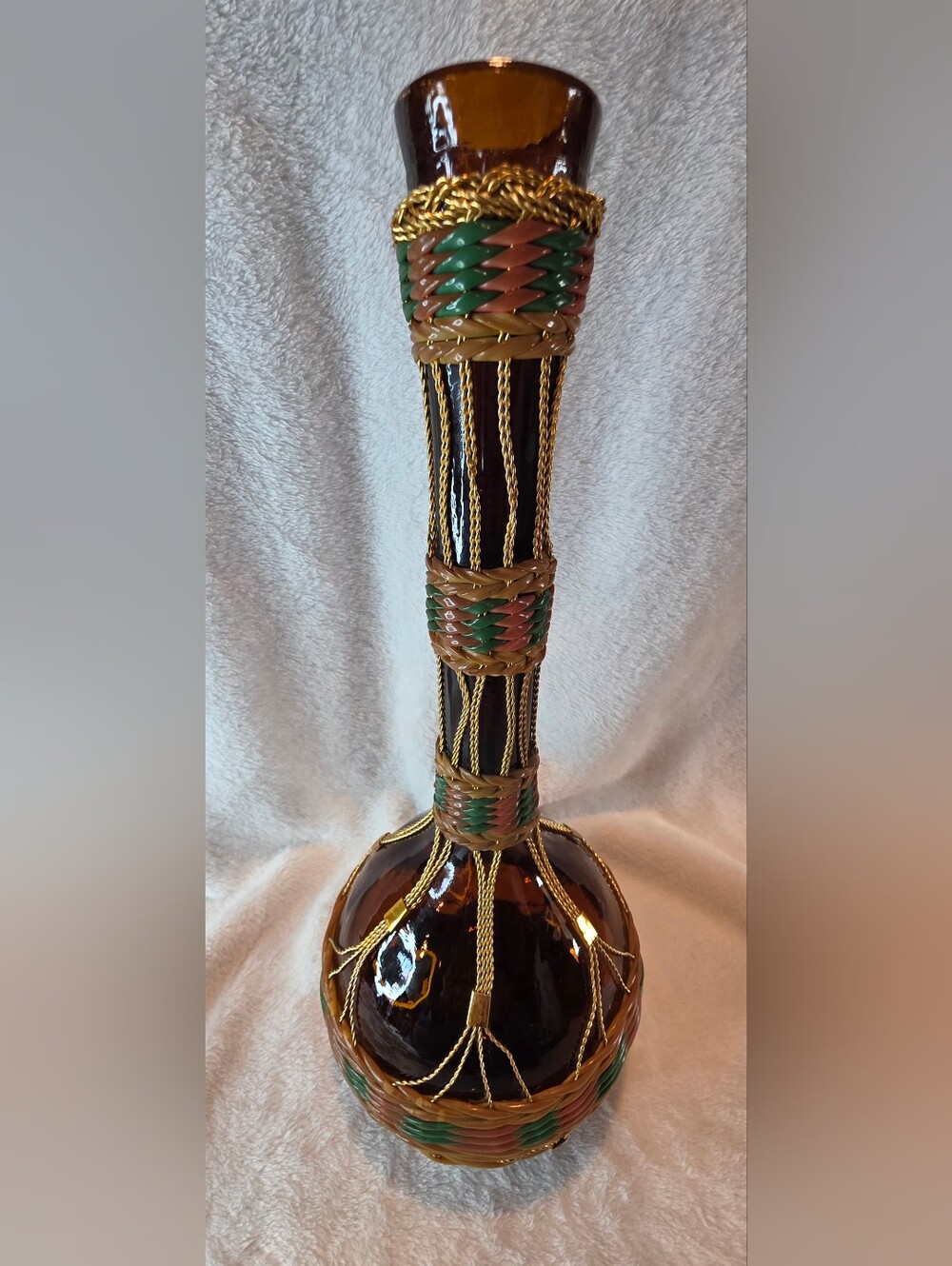Glass Woven Decorative Bottle Vase 13"